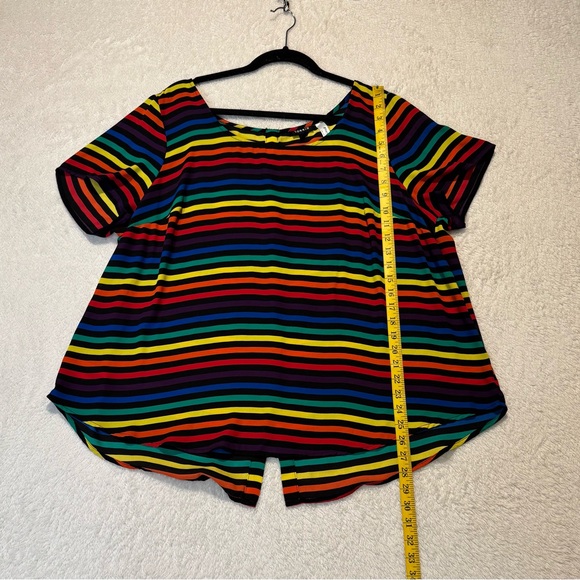 Torrid Striped Button Down Back Short Sleeves Top Size 2X Multicolor - Picture 8 of 10